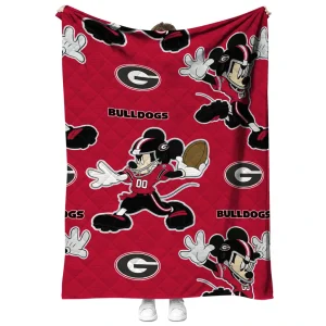 custom georgia bulldogs mickey football red quilt blanket fashion forward