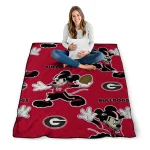 custom georgia bulldogs mickey football red quilt blanket best selling