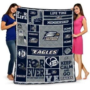custom georgia southern eagles helmet passion blue quilt blanket best selling