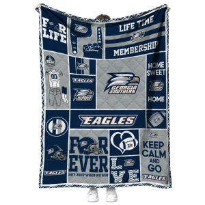custom georgia southern eagles helmet passion blue quilt blanket fashion forward