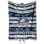 custom georgia southern eagles layered florals blue white quilt blanket best selling