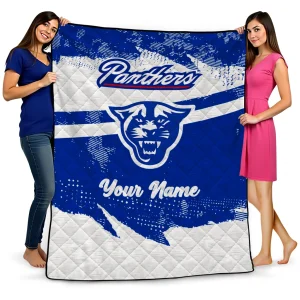 custom georgia state panthers brushstroke layers blue quilt blanket best selling