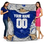 custom georgia state panthers player sketch blue gray quilt blanket best selling