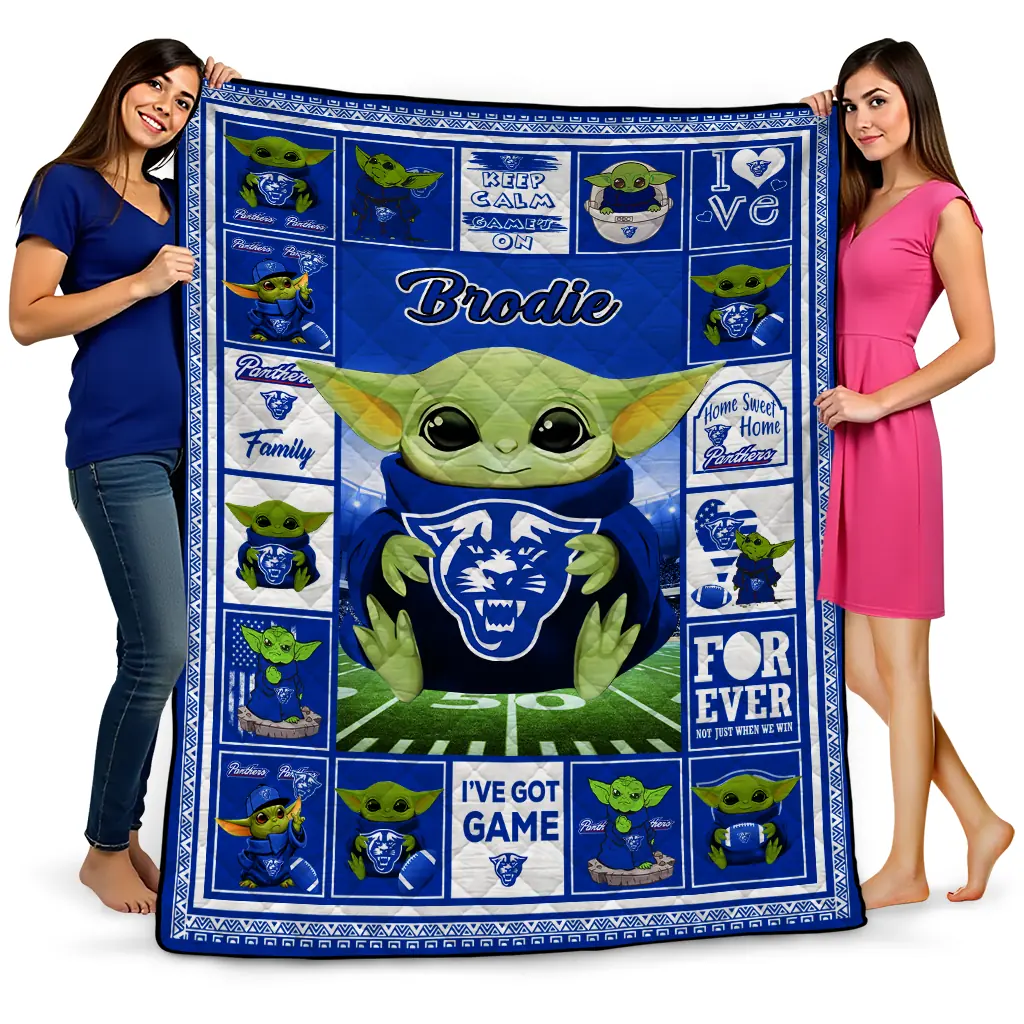 custom georgia state panthers yody baby pattern blue quilt blanket best selling custom georgia state panthers yody baby pattern blue quilt blanket best selling