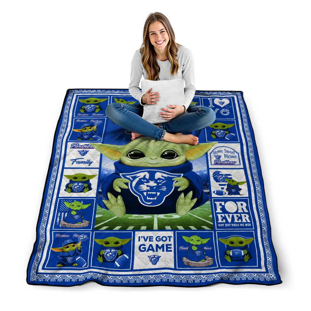 custom georgia state panthers yody baby pattern blue quilt blanket high quality custom georgia state panthers yody baby pattern blue quilt blanket high quality
