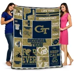 custom georgia tech yellow jackets helmet passion gold quilt blanket best selling