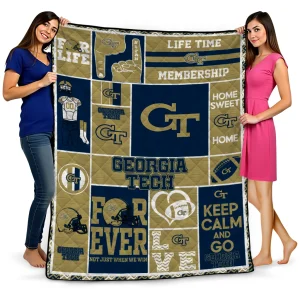custom georgia tech yellow jackets helmet passion gold quilt blanket best selling