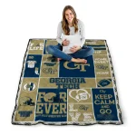 custom georgia tech yellow jackets helmet passion gold quilt blanket best selling