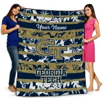 custom georgia tech yellow jackets layered florals gold white quilt blanket best selling