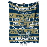custom georgia tech yellow jackets layered florals gold white quilt blanket best selling