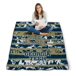 custom georgia tech yellow jackets layered florals gold white quilt blanket best selling