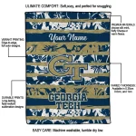 custom georgia tech yellow jackets layered florals gold white quilt blanket best selling