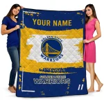 custom golden state warriors grunge patch blue white quilt blanket best selling