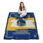 custom golden state warriors grunge patch blue white quilt blanket best selling