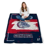 custom gonzaga bulldogs grunge patch blue white quilt blanket best selling