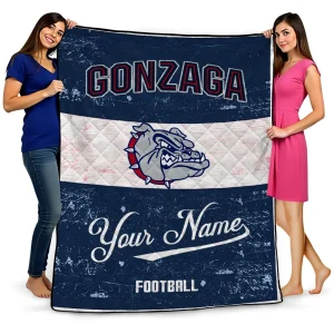 custom gonzaga bulldogs hibiscus burst blue white quilt blanket best selling