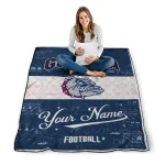 custom gonzaga bulldogs hibiscus burst blue white quilt blanket best selling
