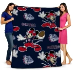 custom gonzaga bulldogs mickey football blue quilt blanket best selling