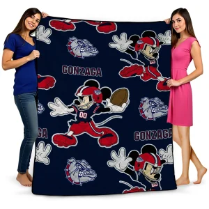 custom gonzaga bulldogs mickey football blue quilt blanket best selling