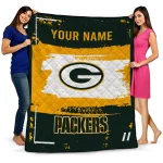 custom green bay packers grunge patch green white quilt blanket best selling