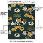 custom green bay packers mickey football green quilt blanket best selling