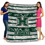 custom hawaii rainbow warriors layered florals green white quilt blanket best selling