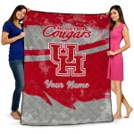 custom houston cougars brushstroke layers red quilt blanket best selling
