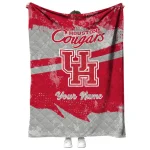 custom houston cougars brushstroke layers red quilt blanket best selling