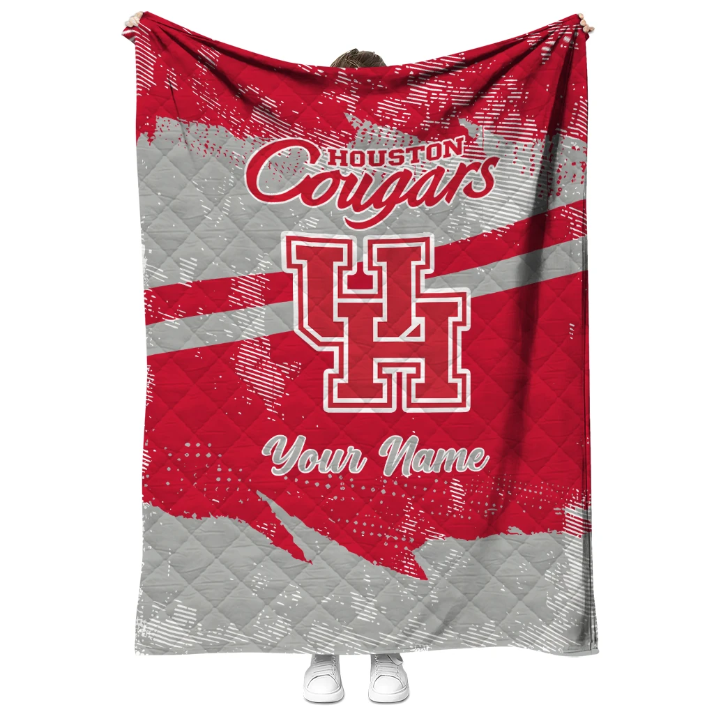 custom houston cougars brushstroke layers red quilt blanket fashion forward