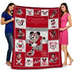 custom houston cougars mickey crimson red white quilt blanket best selling