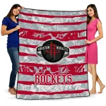 custom houston rockets layered florals red white quilt blanket best selling