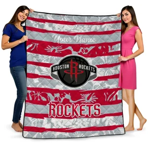 custom houston rockets layered florals red white quilt blanket best selling
