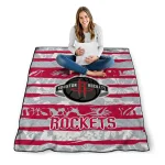 custom houston rockets layered florals red white quilt blanket best selling