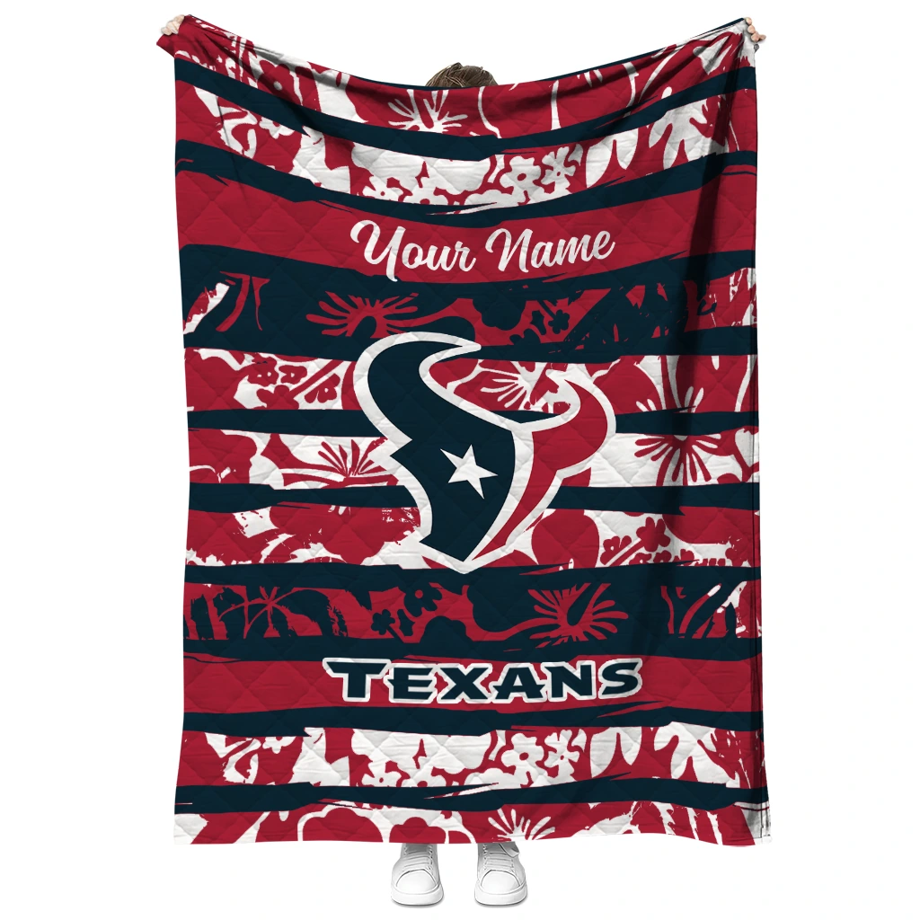 custom houston texans layered florals blue white quilt blanket fashion forward