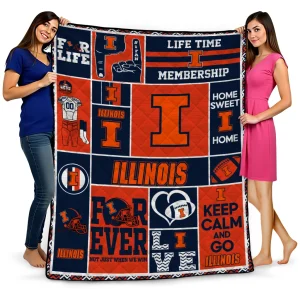 custom illinois fighting illini helmet passion blue quilt blanket best selling