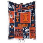 custom illinois fighting illini helmet passion blue quilt blanket best selling
