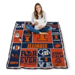 custom illinois fighting illini helmet passion blue quilt blanket best selling