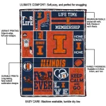 custom illinois fighting illini helmet passion blue quilt blanket best selling