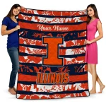 custom illinois fighting illini layered florals blue white quilt blanket best selling