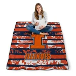 custom illinois fighting illini layered florals blue white quilt blanket best selling