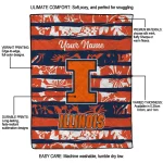 custom illinois fighting illini layered florals blue white quilt blanket best selling