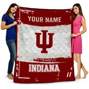 custom indiana hoosiers grunge patch red white quilt blanket best selling