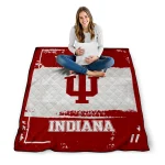 custom indiana hoosiers grunge patch red white quilt blanket best selling