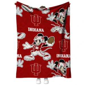 custom indiana hoosiers mickey football red quilt blanket fashion forward