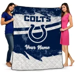 custom indianapolis colts brushstroke layers blue quilt blanket best selling