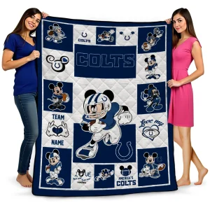 custom indianapolis colts mickey crimson blue white quilt blanket best selling