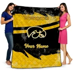 custom iowa hawkeyes brushstroke layers black quilt blanket best selling