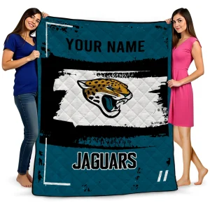 custom jacksonville jaguars grunge patch teal white quilt blanket best selling