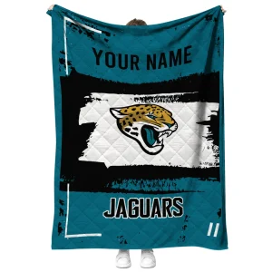 custom jacksonville jaguars grunge patch teal white quilt blanket fashion forward
