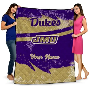 custom james madison dukes brushstroke layers purple quilt blanket best selling